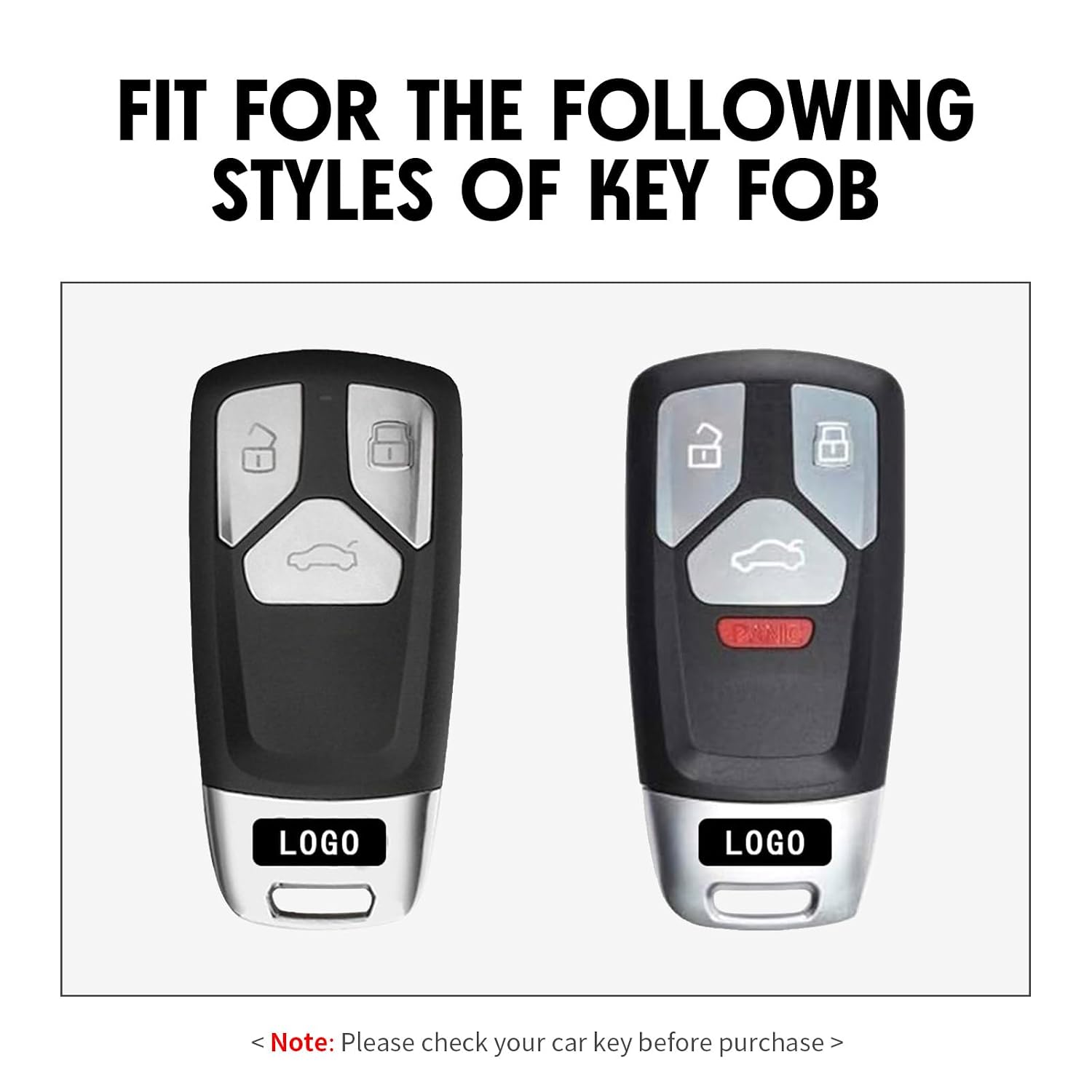WORCAS Carbon Fiber Silicone Key Fob Cover for Audi — Type-C Button