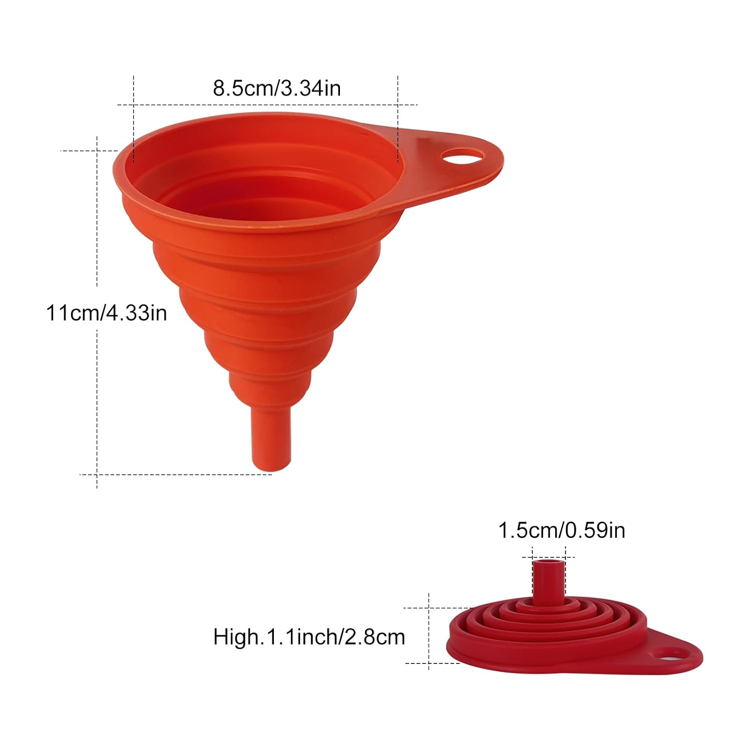 Foldable Silicone Funnel Set, 4 Pack — Collapsible Kitchen Funnels