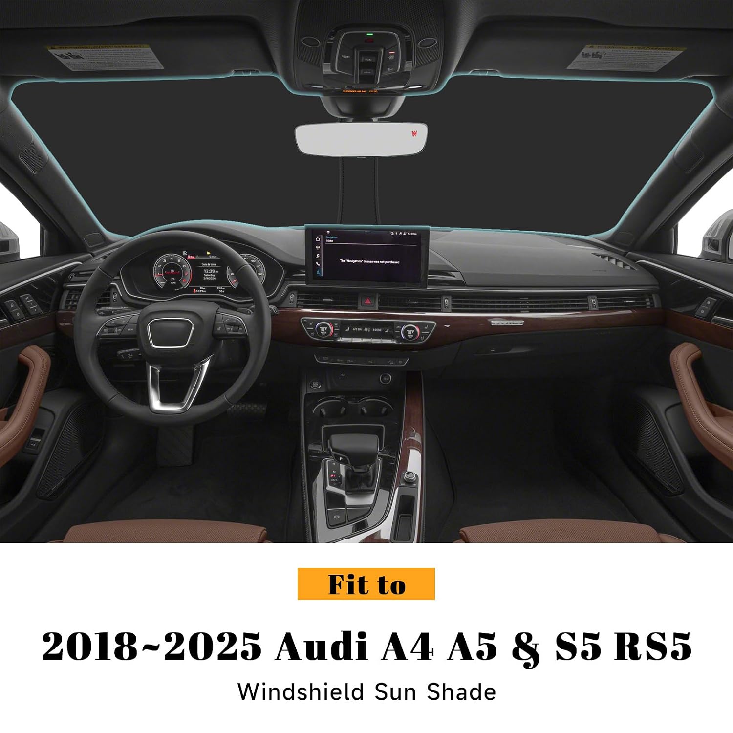 PeakPurit Car Windshield Sun Shade for Audi A4 A5 S5 RS5 — Reflective, Foldable