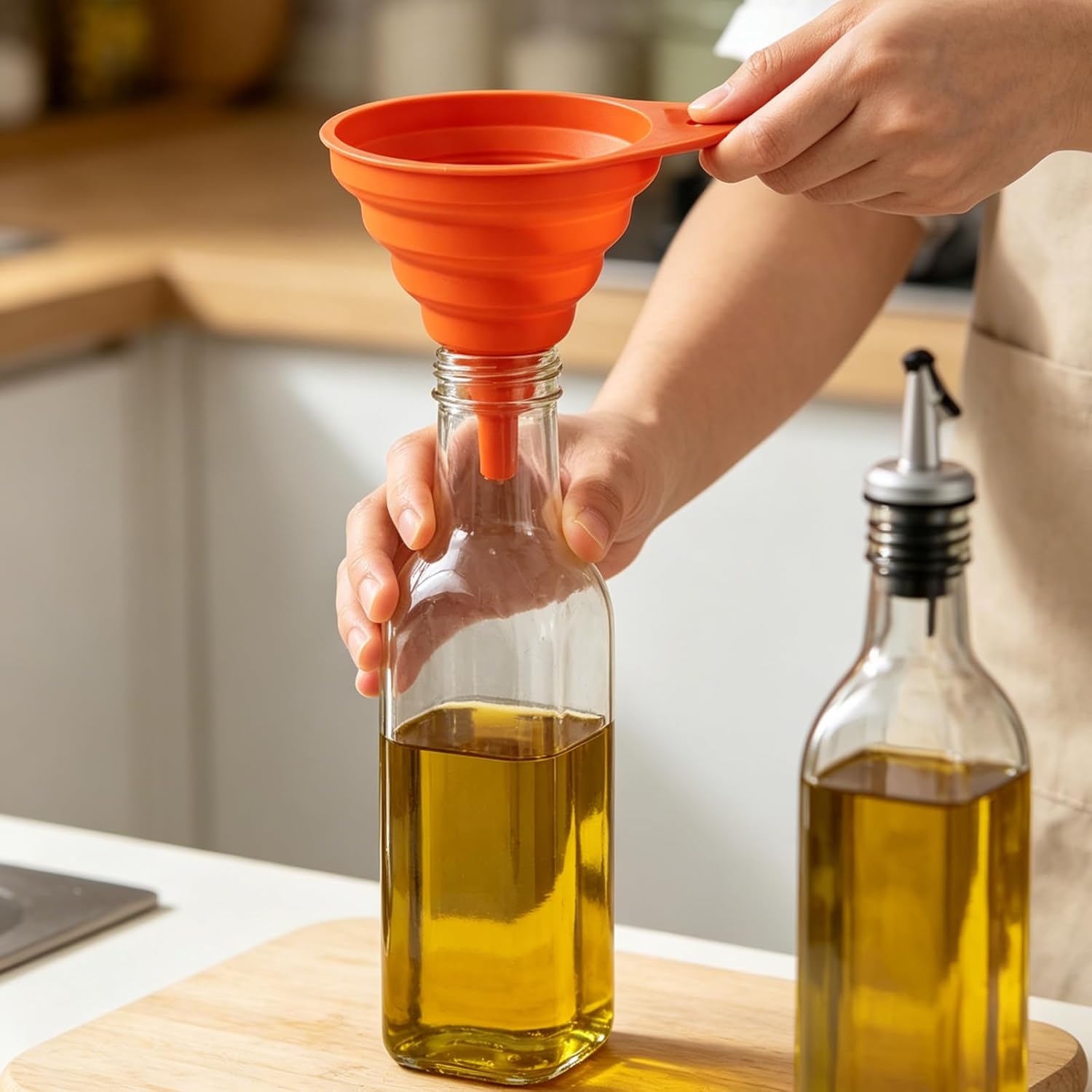 Foldable Silicone Funnel Set, 4 Pack — Collapsible Kitchen Funnels