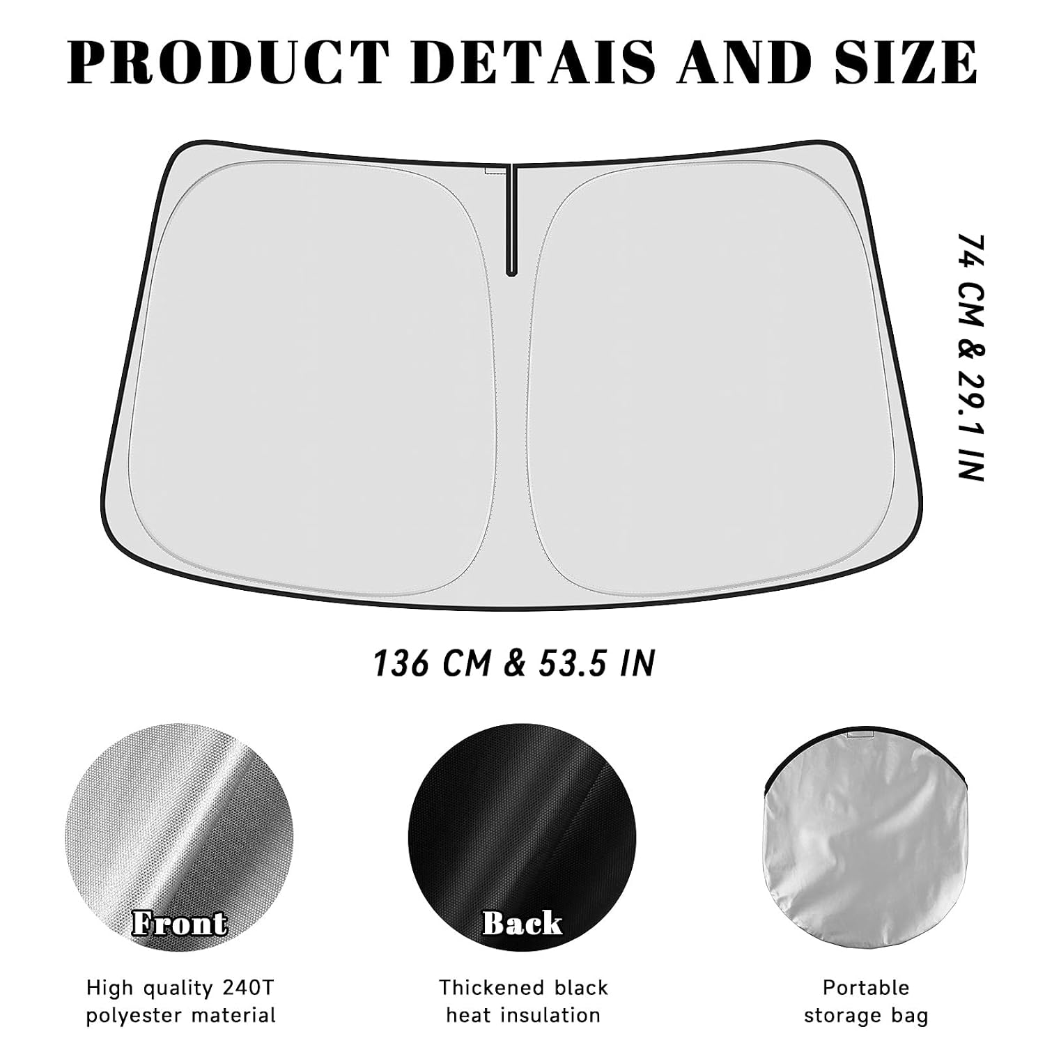 PeakPurit Car Windshield Sun Shade for Audi A4 A5 S5 RS5 — Reflective, Foldable