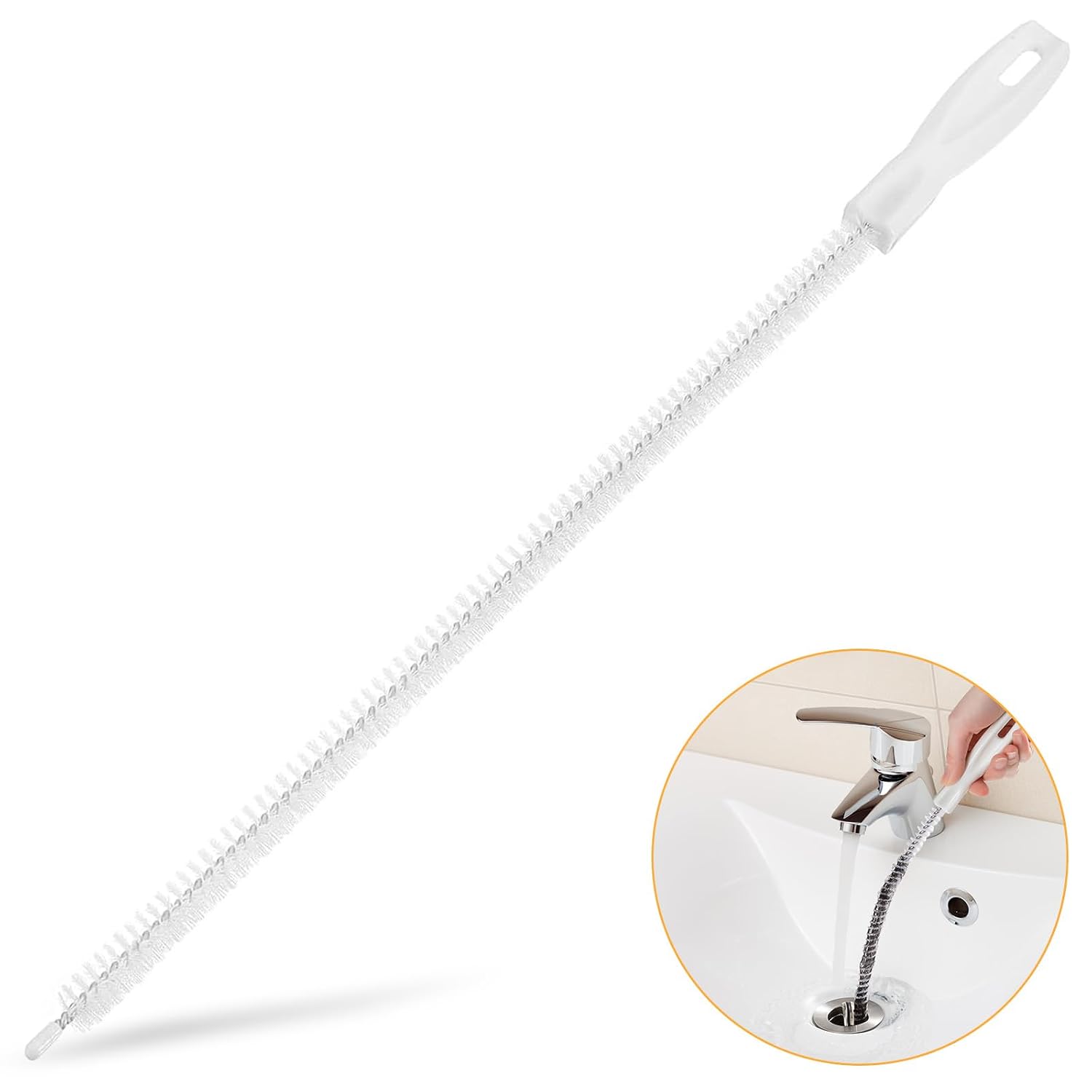 Drain Cleaning Brush — Flexible Long-Handle Sink and Tub Clog Remover