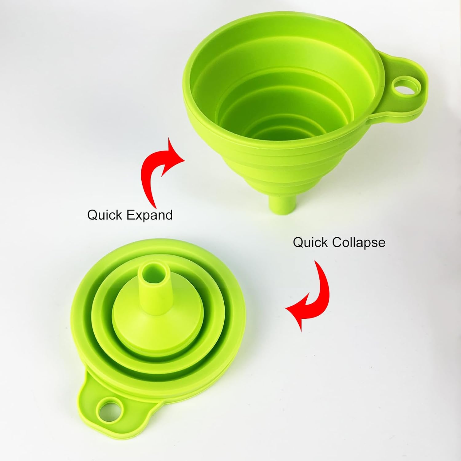 Foldable Silicone Funnel Set, 4 Pack — Collapsible Kitchen Funnels