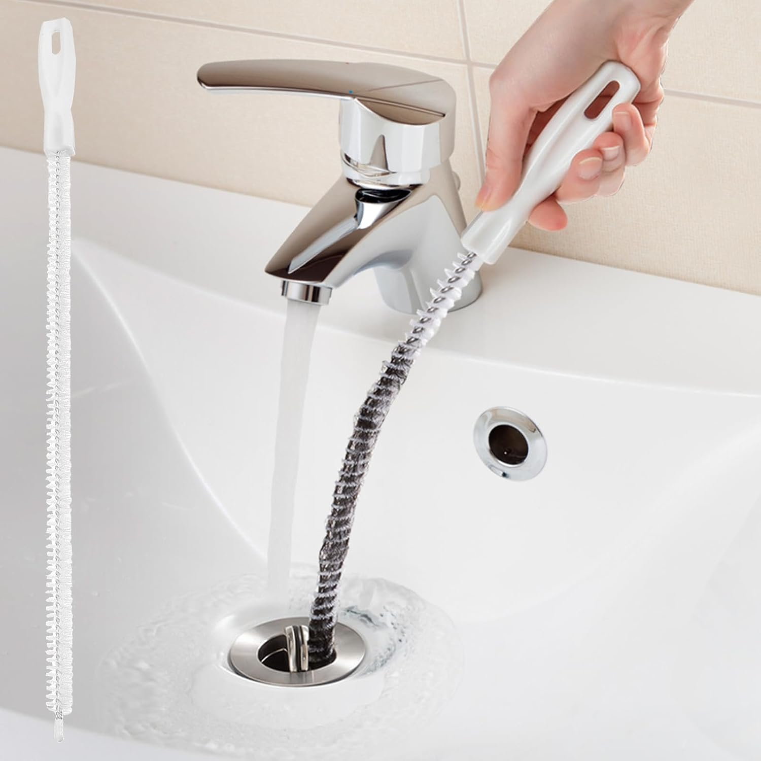 Drain Cleaning Brush — Flexible Long-Handle Sink and Tub Clog Remover