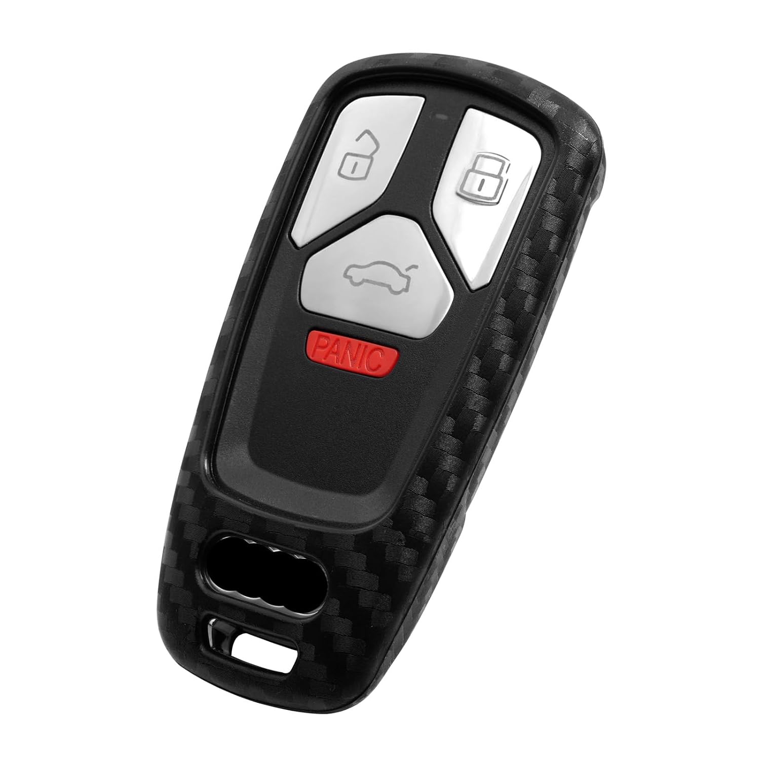 WORCAS Carbon Fiber Silicone Key Fob Cover for Audi — Type-C Button