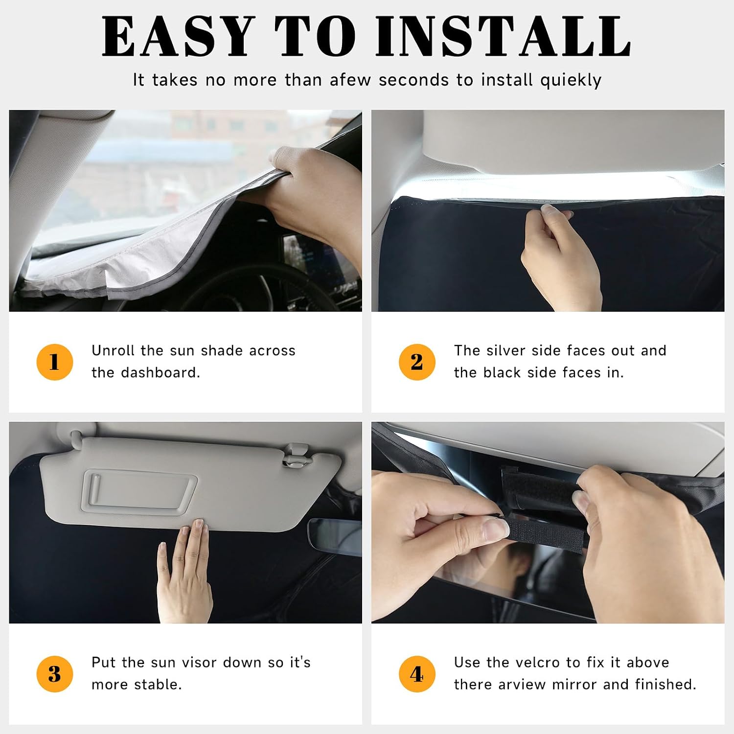 PeakPurit Car Windshield Sun Shade for Audi A4 A5 S5 RS5 — Reflective, Foldable