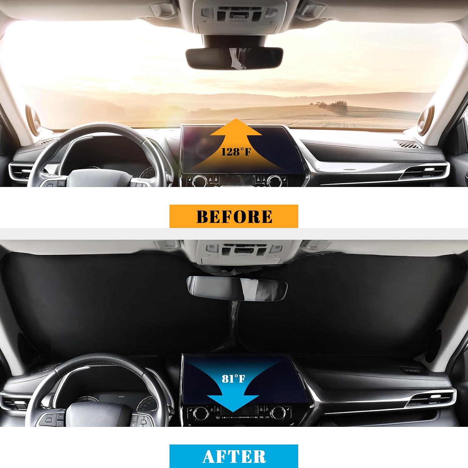 PeakPurit Car Windshield Sun Shade for Audi A4 A5 S5 RS5 — Reflective, Foldable