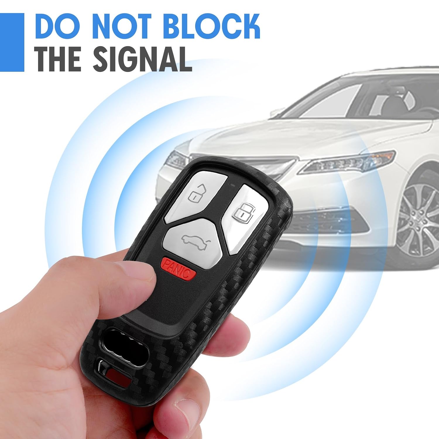WORCAS Carbon Fiber Silicone Key Fob Cover for Audi — Type-C Button