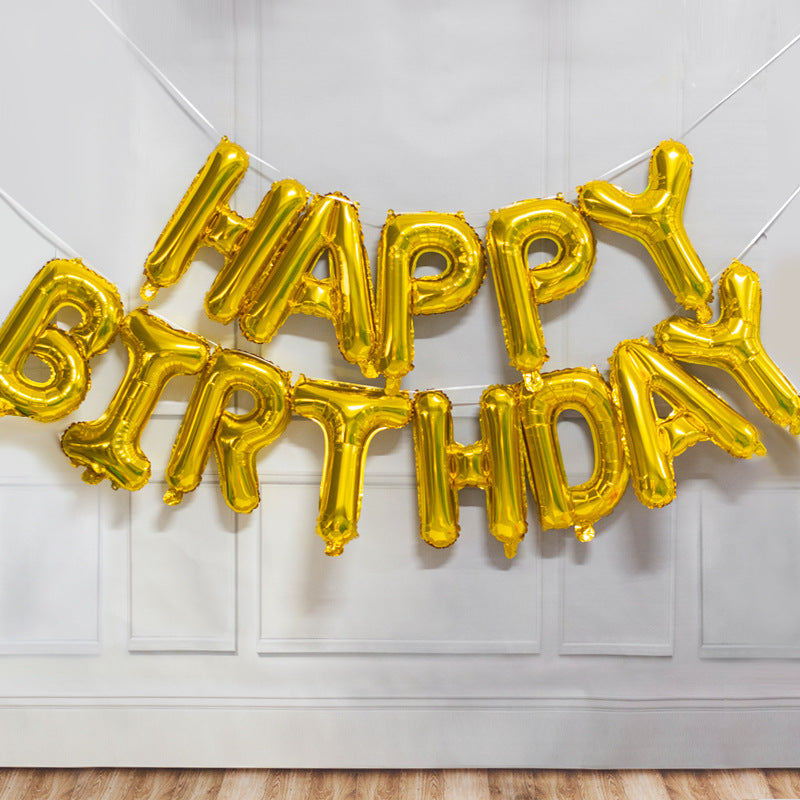 16c字母HAPPYBIRTHDAY儿童生日气球生日快乐派对铝膜气球装饰布置