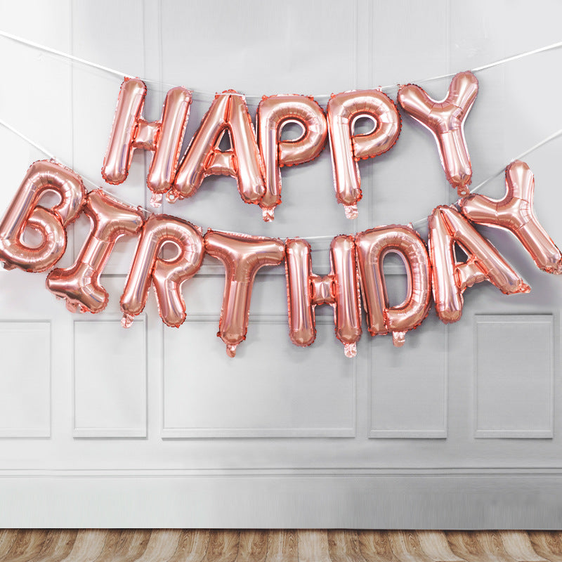 16c字母HAPPYBIRTHDAY儿童生日气球生日快乐派对铝膜气球装饰布置