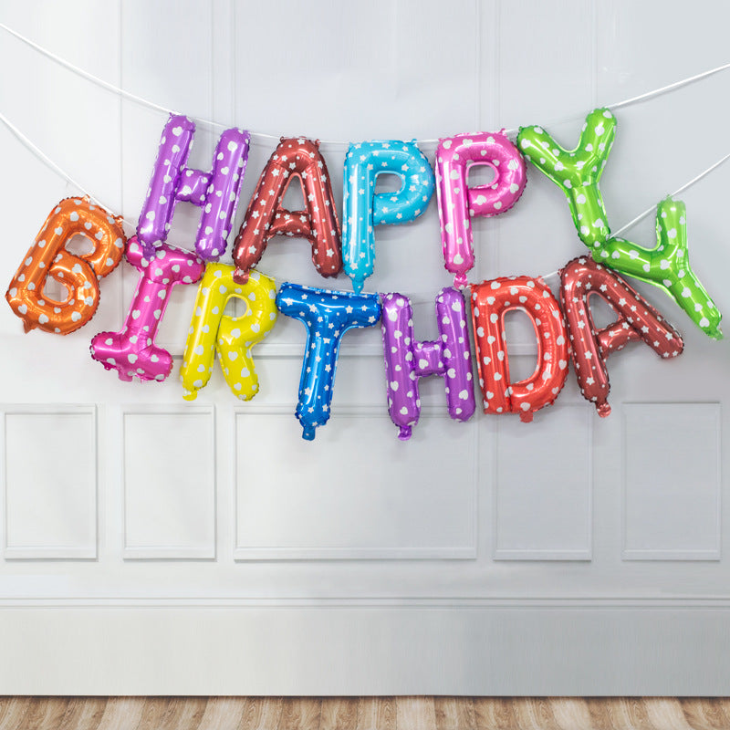 16c字母HAPPYBIRTHDAY儿童生日气球生日快乐派对铝膜气球装饰布置