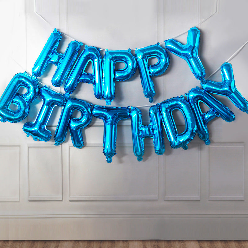 16c字母HAPPYBIRTHDAY儿童生日气球生日快乐派对铝膜气球装饰布置