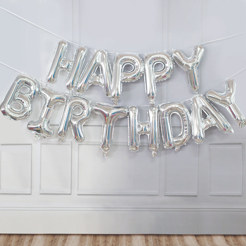 16c字母HAPPYBIRTHDAY儿童生日气球生日快乐派对铝膜气球装饰布置