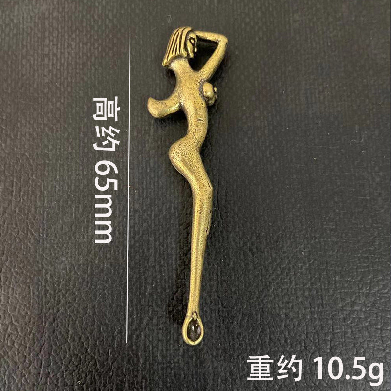 黄铜美女耳勺钥匙扣创意挂件纯铜开瓶器耳勺挂饰义乌小商品小礼物