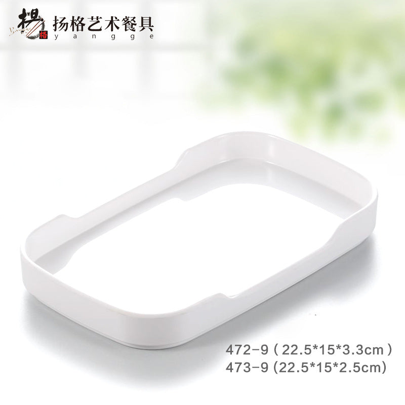 厂家批发密胺烤肉盘火锅盘子菜盘串串香自助餐盘配菜塑料碟长方形