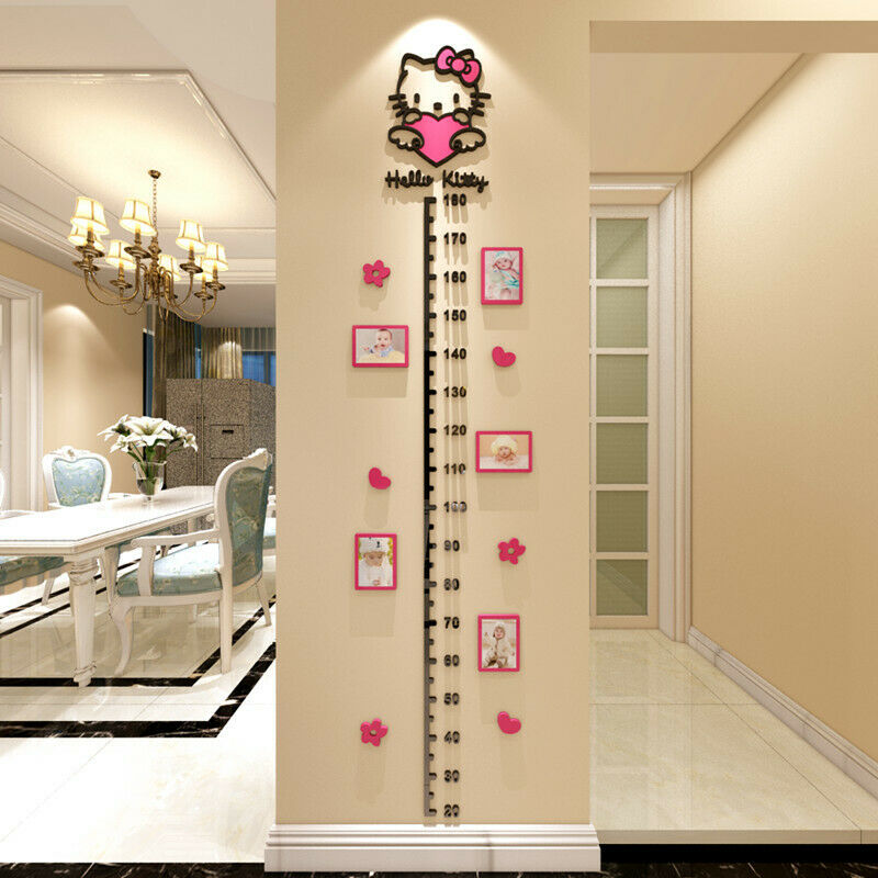 Kids Rooms Giraffe Height Measure Wall Stickers 3D Sunflower Home Bedroom Decors
