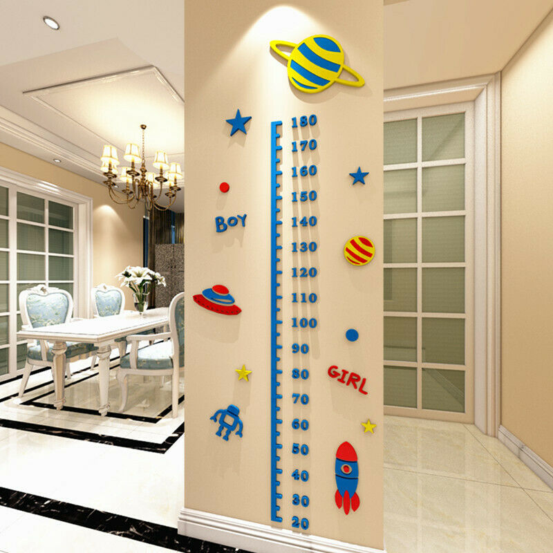 Kids Rooms Giraffe Height Measure Wall Stickers 3D Sunflower Home Bedroom Decors