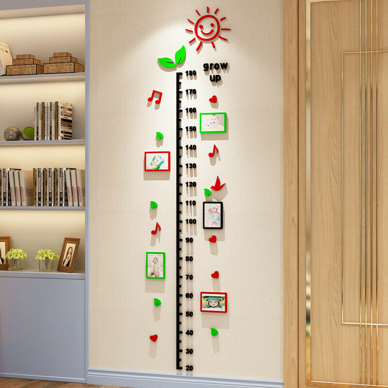 Kids Rooms Giraffe Height Measure Wall Stickers 3D Sunflower Home Bedroom Decors
