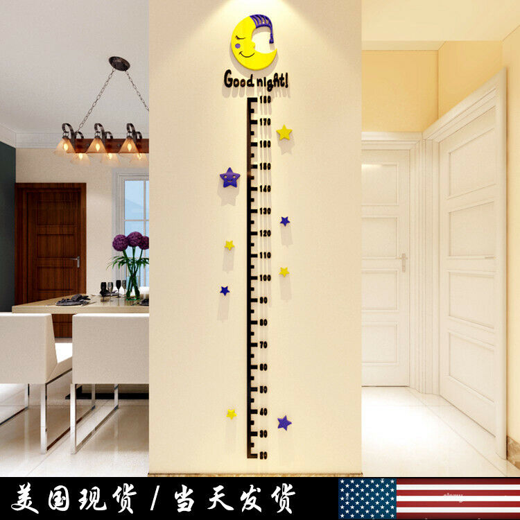 Kids Rooms Giraffe Height Measure Wall Stickers 3D Sunflower Home Bedroom Decors
