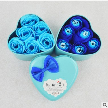 香皂花礼盒6朵肥皂玫瑰花爱心铁盒情人节礼物送女友生日闺蜜