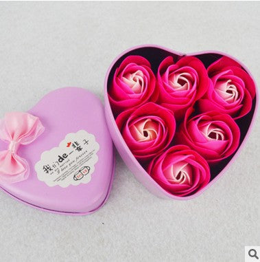香皂花礼盒6朵肥皂玫瑰花爱心铁盒情人节礼物送女友生日闺蜜