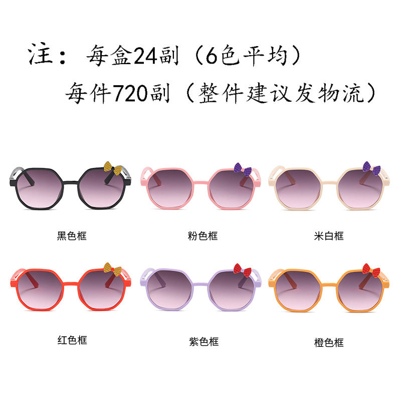 2022年新款儿童卡通太阳镜可爱异形框单边蝴蝶结糖果色小孩眼镜潮