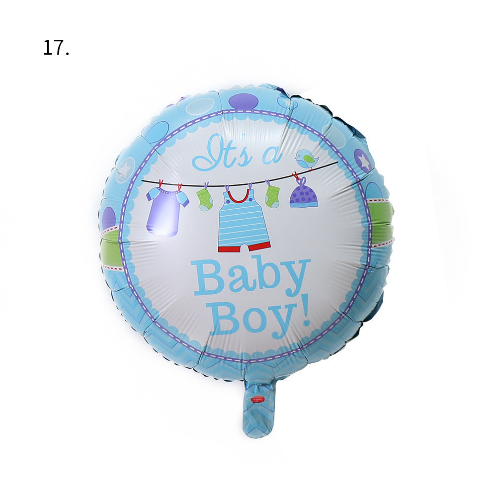 新款18寸婴儿圆形铝膜气球 男孩女孩生日快乐场景布置氦气球批发