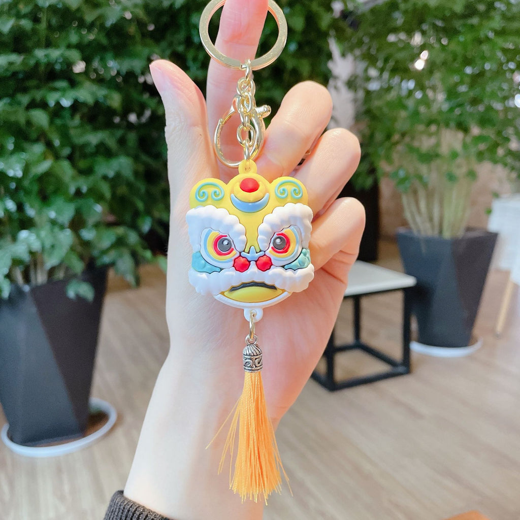 创意喜庆舞狮头钥匙扣好运中国风舞狮汽车醒狮钥匙链包包挂件批发