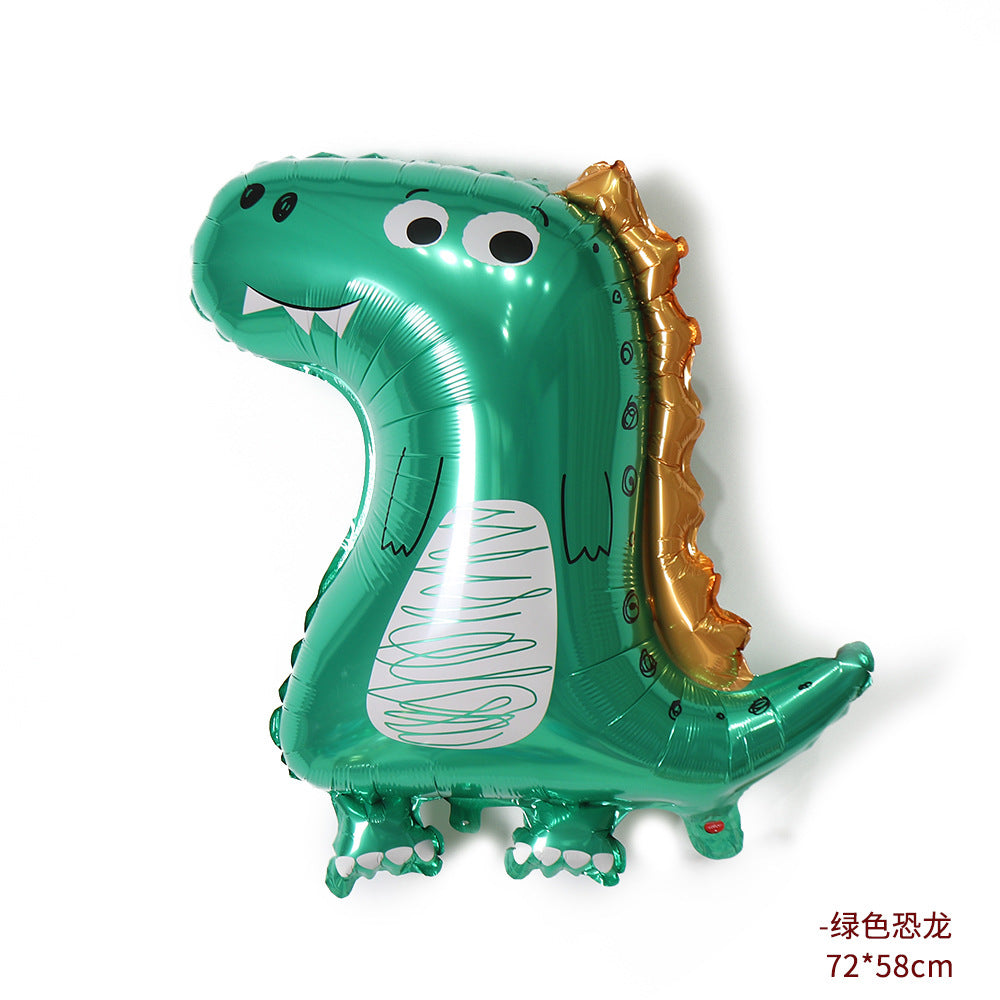 跨境新款皇冠恐龙可爱恐龙铝箔气球森林派对装饰恐龙铝膜气球布置