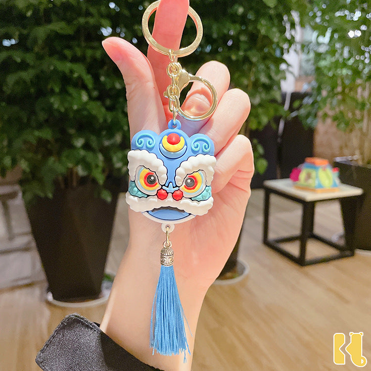 创意喜庆舞狮头钥匙扣好运中国风舞狮汽车醒狮钥匙链包包挂件批发